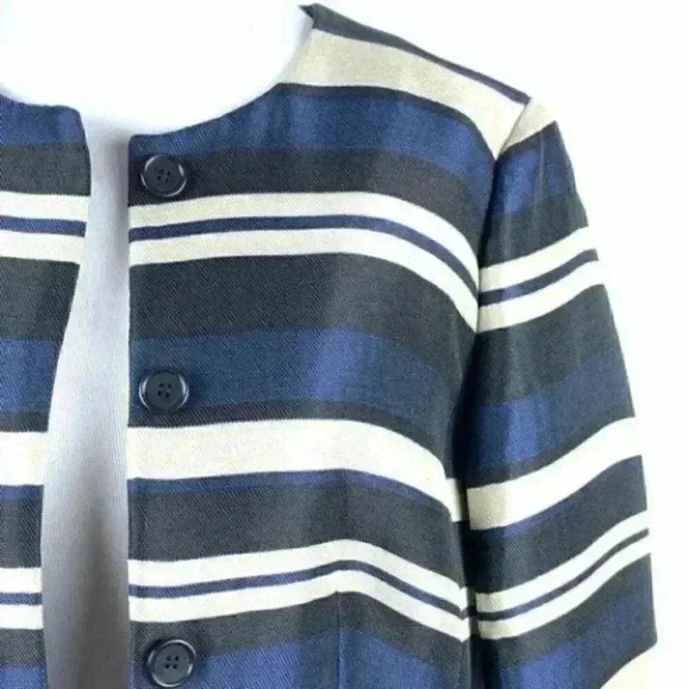 New Ann Taylor blazer sz 10 stripes peplum career - Picture 3 of 10